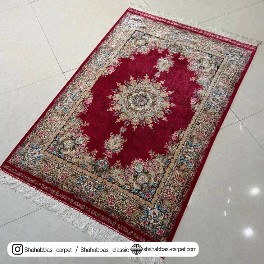 فرش تمام ابریشم کد 215 قرمز — تصویر ۶
