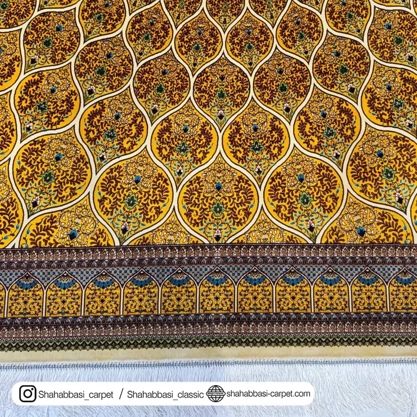 فرش تمام ابریشم کد 184 کرم — تصویر ۹