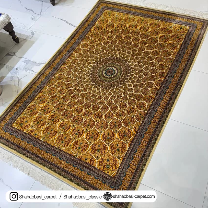 فرش تمام ابریشم کد 184 کرم — تصویر ۲