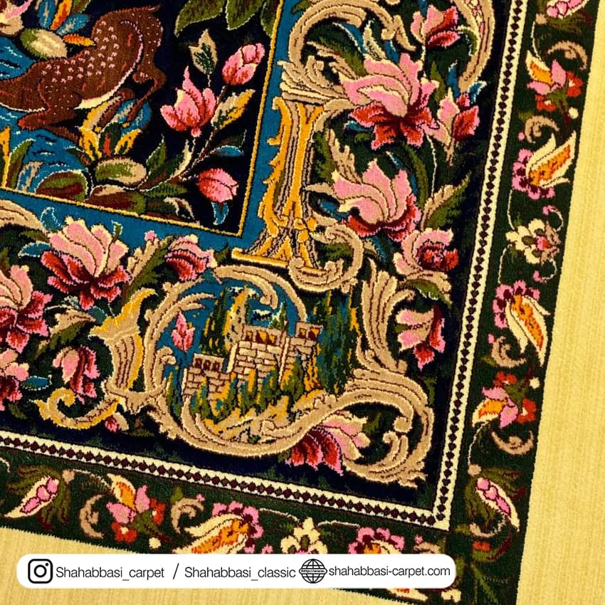 فرش تمام ابریشم کد 180 کرم — تصویر ۴