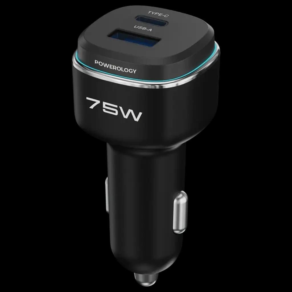 شارژر فندکی 75W پاورولوژی Powerology 75W Dual-Port High-Power Car Charger PCCSR024 — تصویر ۲