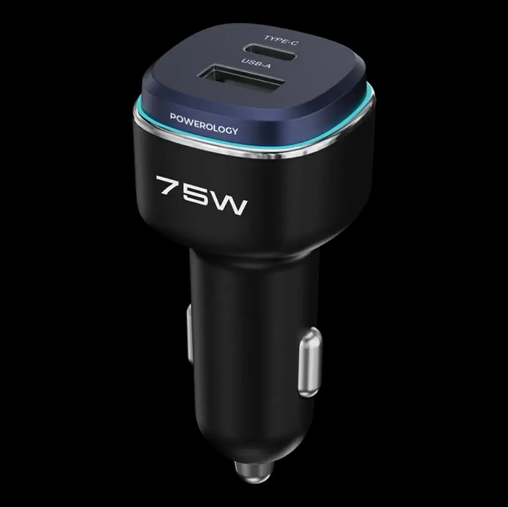 شارژر فندکی 75W پاورولوژی Powerology 75W Dual-Port High-Power Car Charger PCCSR024 — تصویر ۳