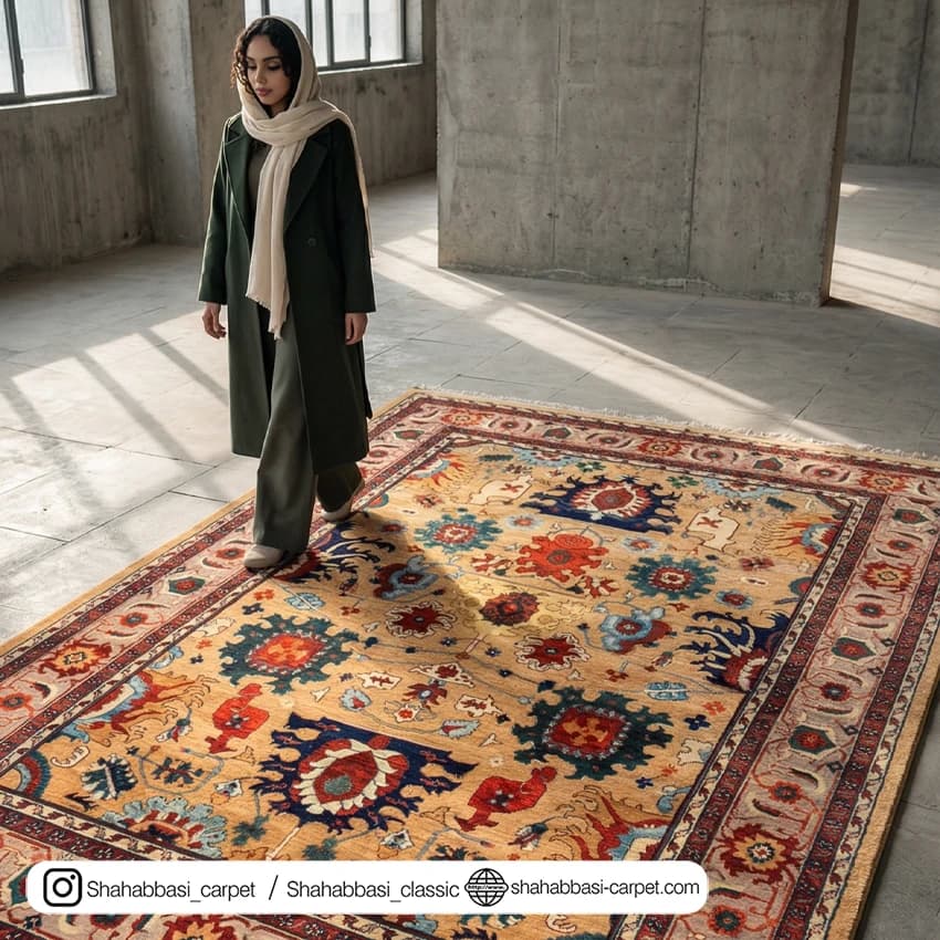 فرش سنتی کد 800208 نخودی