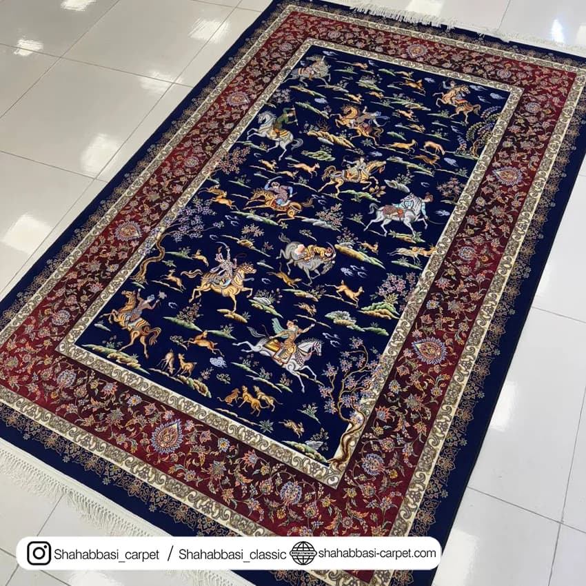 فرش ماشینی آفرینش کد 1500225 سرمه ای — تصویر ۸