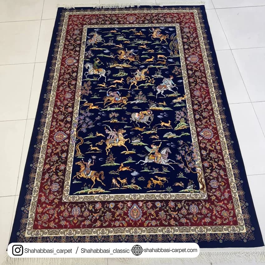 فرش ماشینی آفرینش کد 1500225 سرمه ای — تصویر ۶