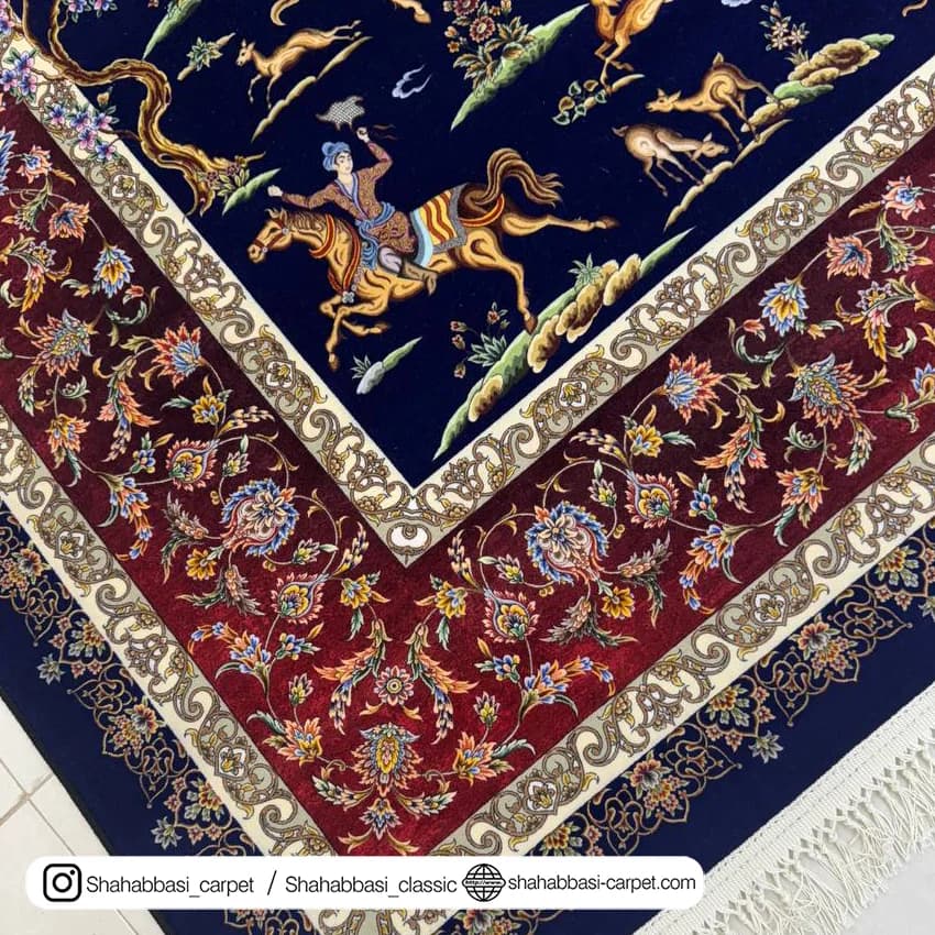 فرش ماشینی آفرینش کد 1500225 سرمه ای — تصویر ۴