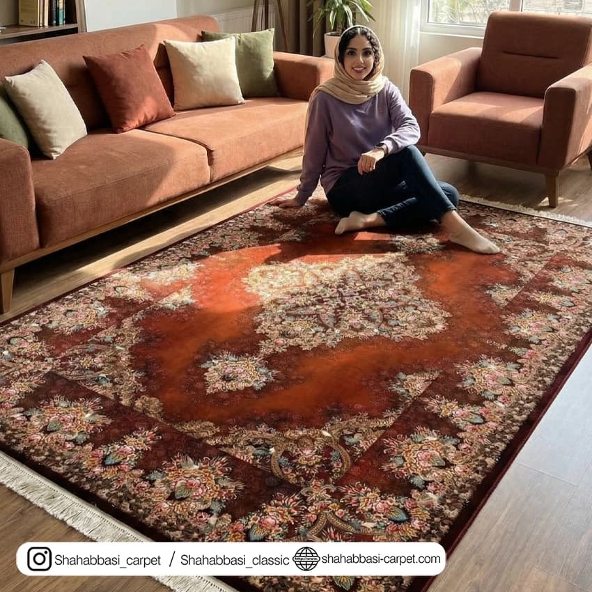 فرش ماشینی ونوس کد 1200203 عنابی — تصویر ۶