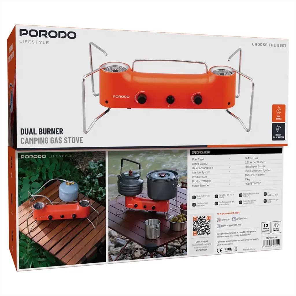 اجاق گاز کمپینگ پرودو Porodo Lifestyle Dual Burner Camping gas Stove PDLFSTJY02 — تصویر ۶