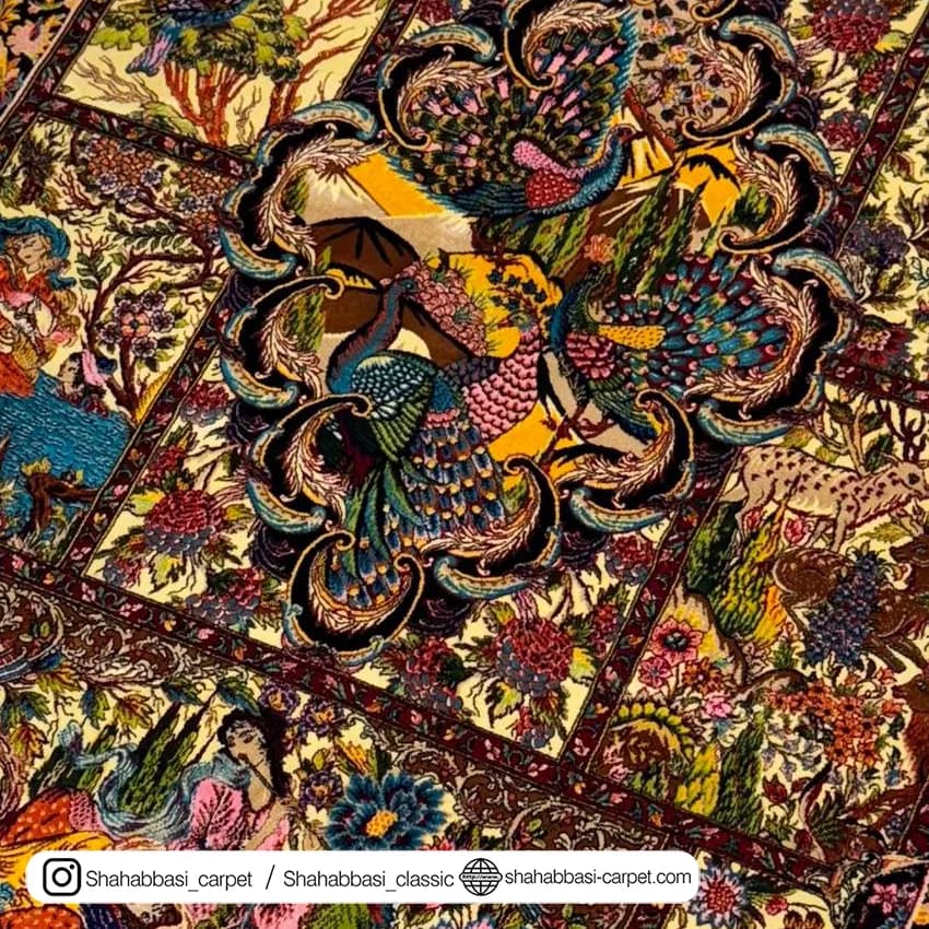 فرش تمام ابریشم کد 169 مشکی — تصویر ۳