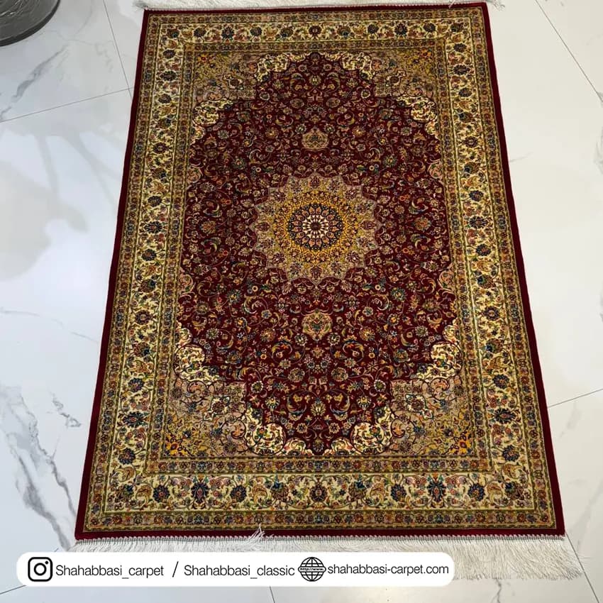 فرش تمام ابریشم کد 165 قرمز — تصویر ۶