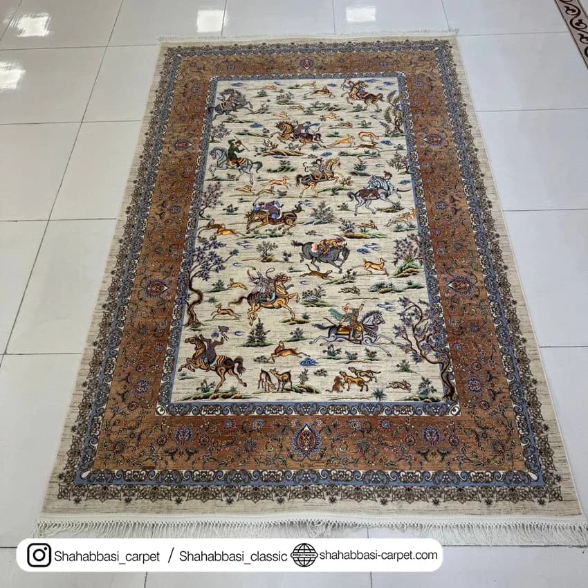 فرش ماشینی آفرینش کد 1500225 کرم — تصویر ۱۰