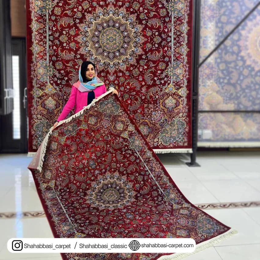 فرش ماشینی آفرینش کد 1500220 عنابی — تصویر ۶