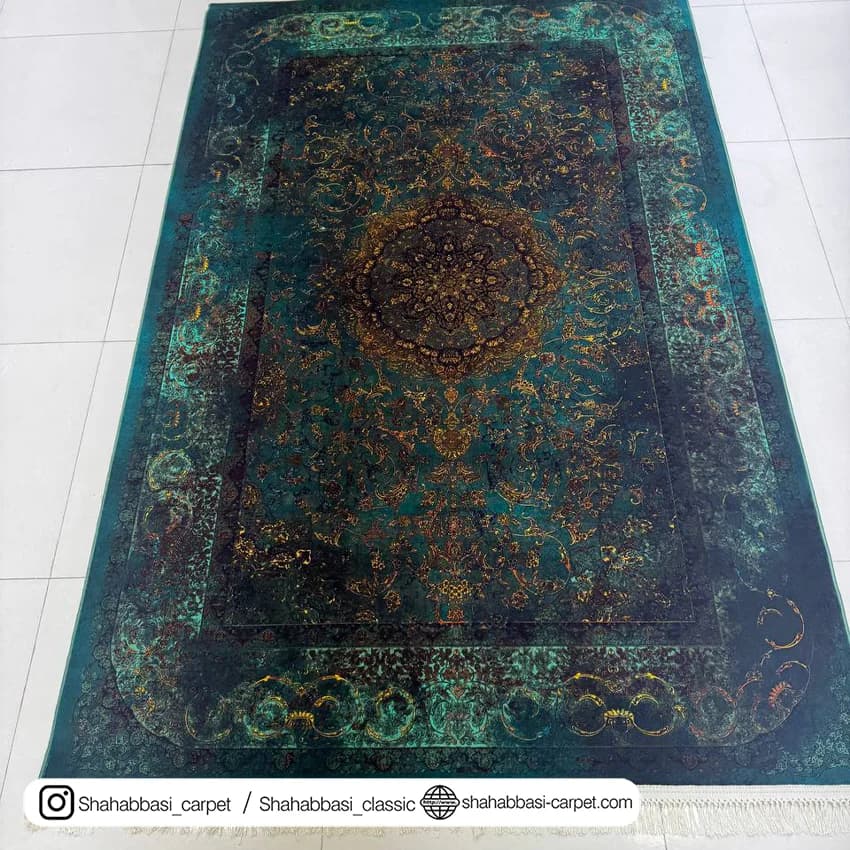 فرش ماشینی آفرینش کد 1500219 سبز — تصویر ۷