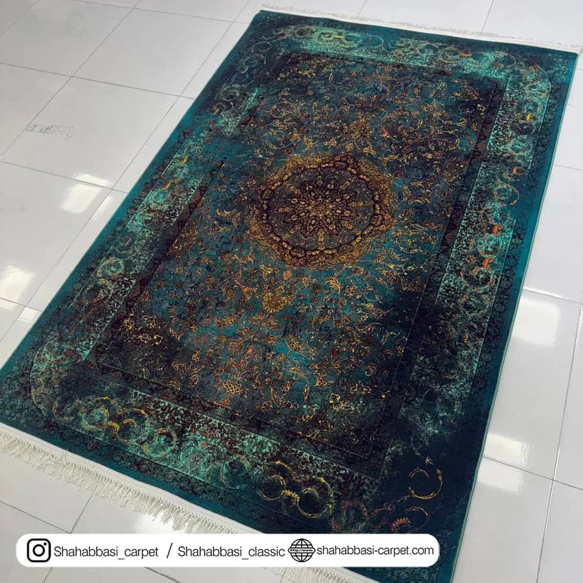 فرش ماشینی آفرینش کد 1500219 سبز — تصویر ۲