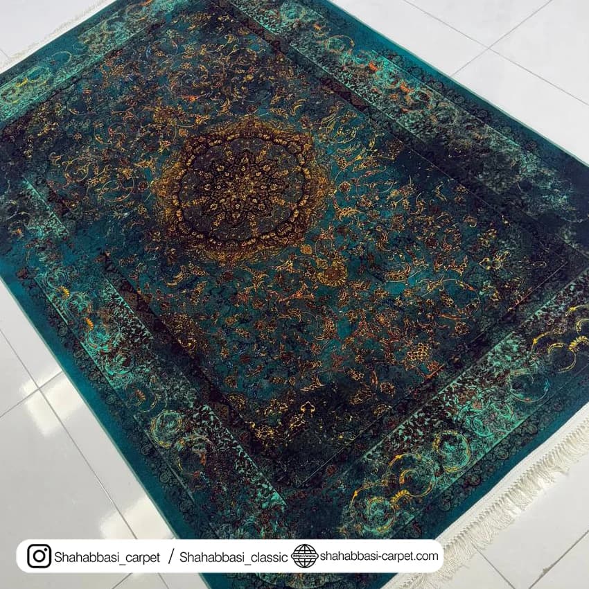 فرش ماشینی آفرینش کد 1500219 سبز — تصویر ۴