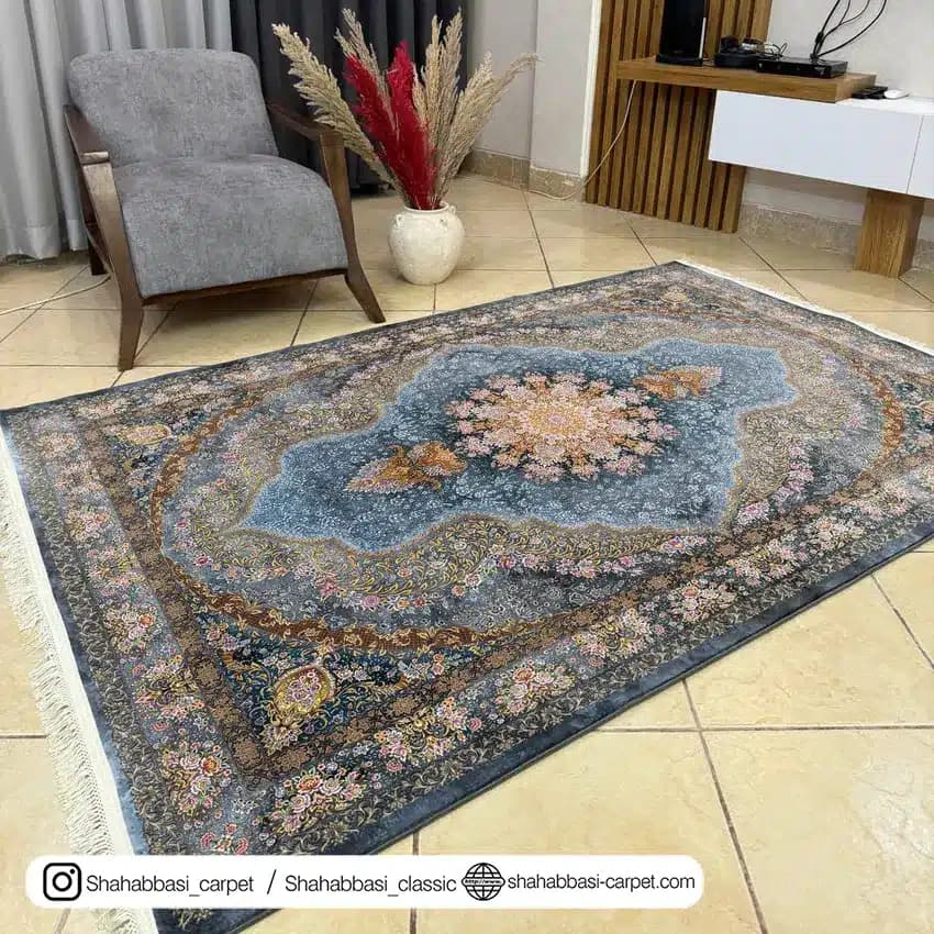 فرش ماشینی آفرینش کد 1500210 آبی — تصویر ۶