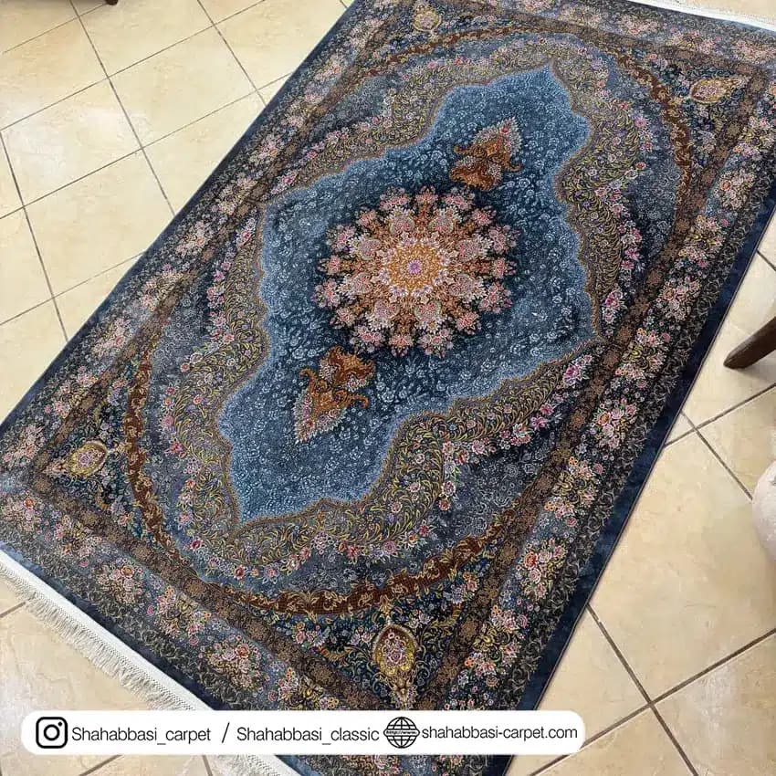 فرش ماشینی آفرینش کد 1500210 آبی — تصویر ۳