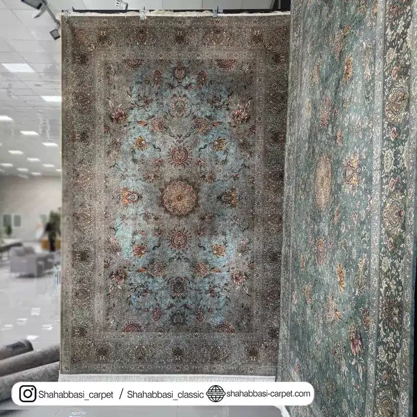 فرش ماشینی ونوس کد 1200200 سبزآبی — تصویر ۳