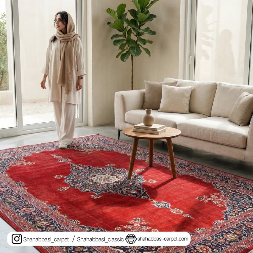 فرش ماشینی افرا کد 7000103 عنابی