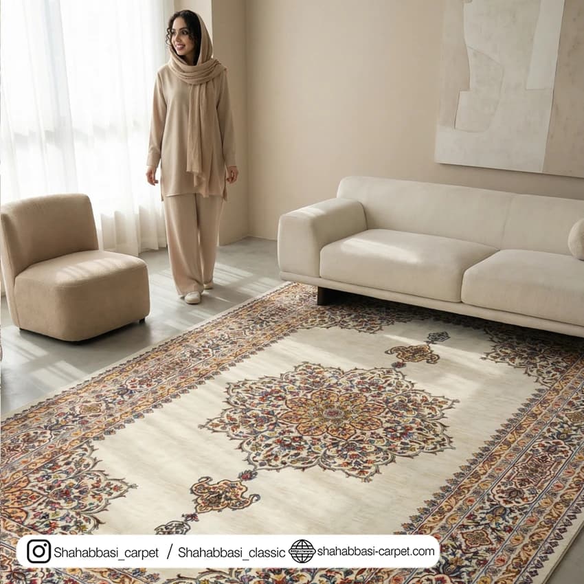 فرش ماشینی افرا کد 7000101 کرم — تصویر ۶