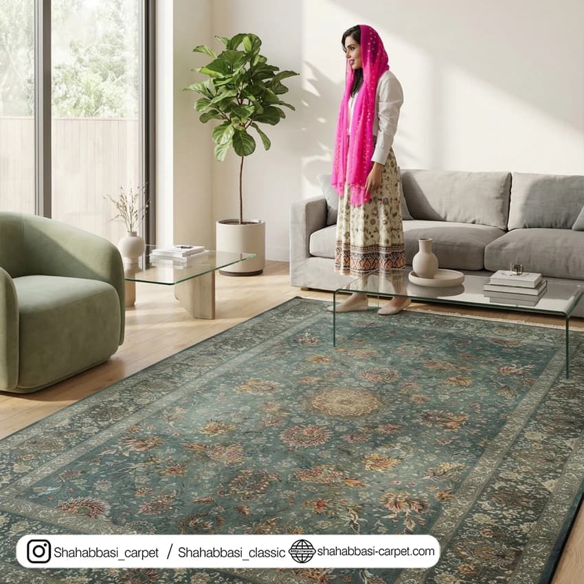 فرش ماشینی ونوس کد 1200200 خزه ای