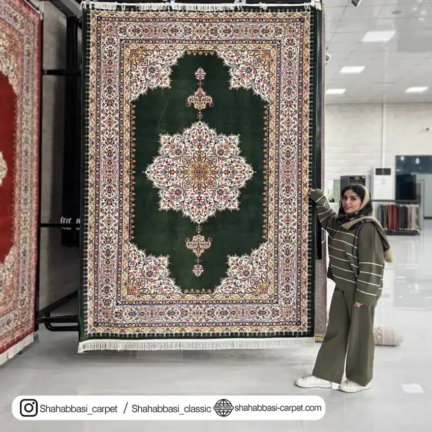 فرش ماشینی افرا کد 7000101 سبز — تصویر ۸