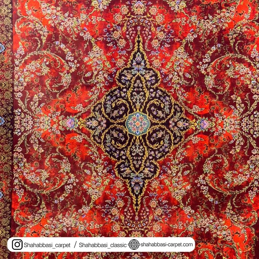 فرش ماشینی آفرینش کد 1500222 قرمز — تصویر ۷