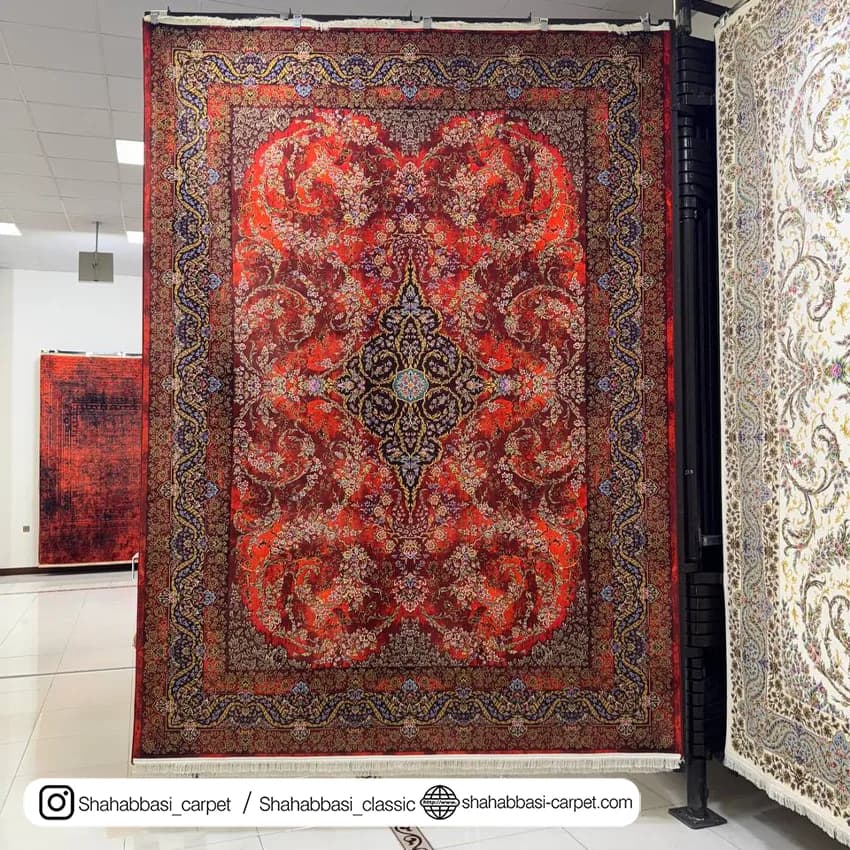 فرش ماشینی آفرینش کد 1500222 قرمز — تصویر ۲