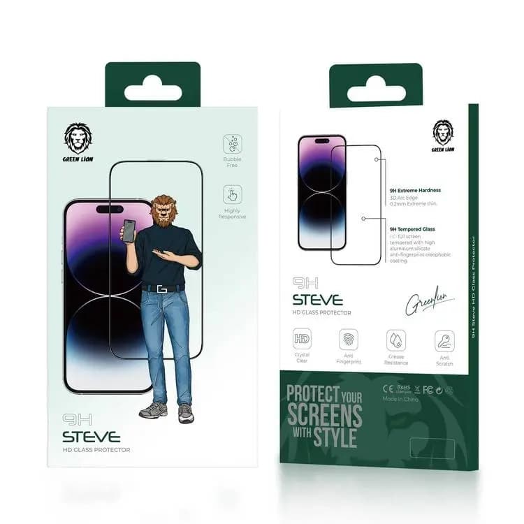 محافظ صفحه نمایش گرین لاین Green Lion 9H Steve Glass Full Screen Protector For iPhone 13 / 13 Pro / 14