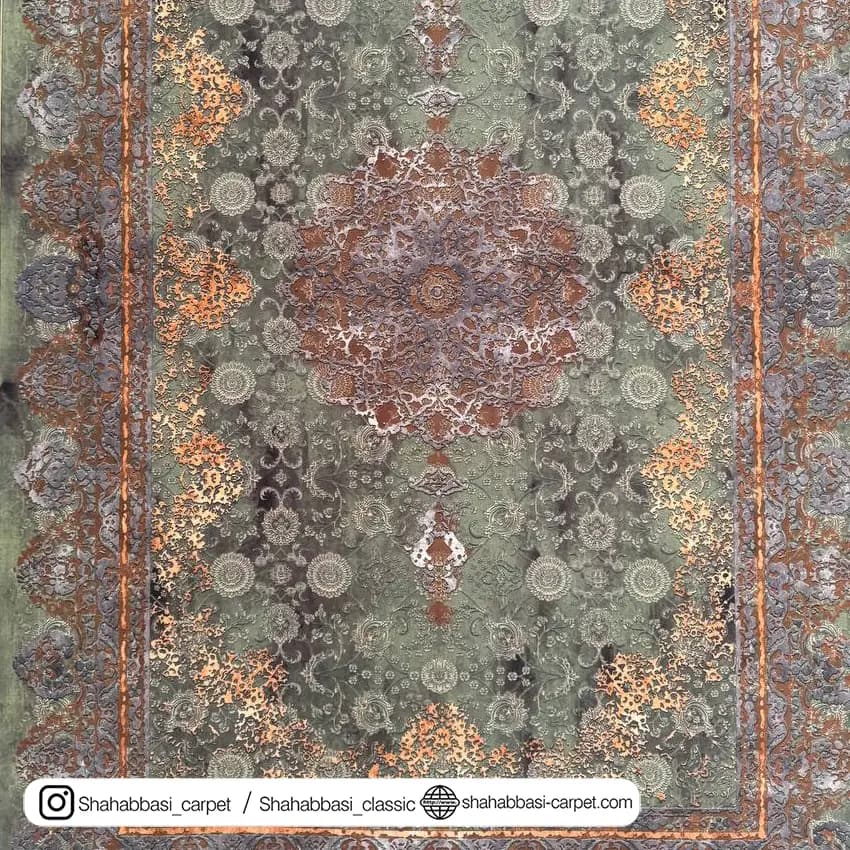 فرش ماشینی ونوس کد 1200196 سبز — تصویر ۲