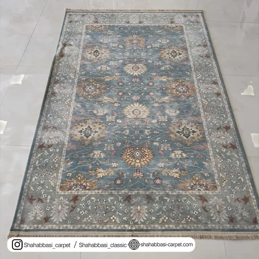 فرش سنتی کد 800122 سبزآبی — تصویر ۵