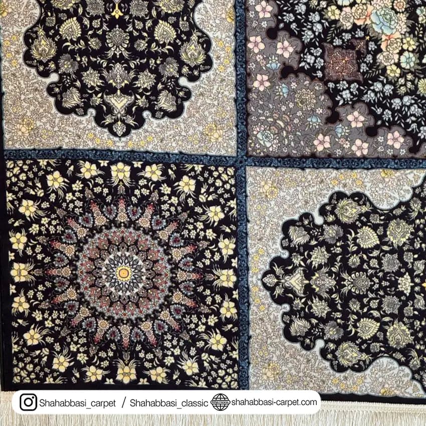 فرش ماشینی ونوس کد 1200190 مشکی — تصویر ۵