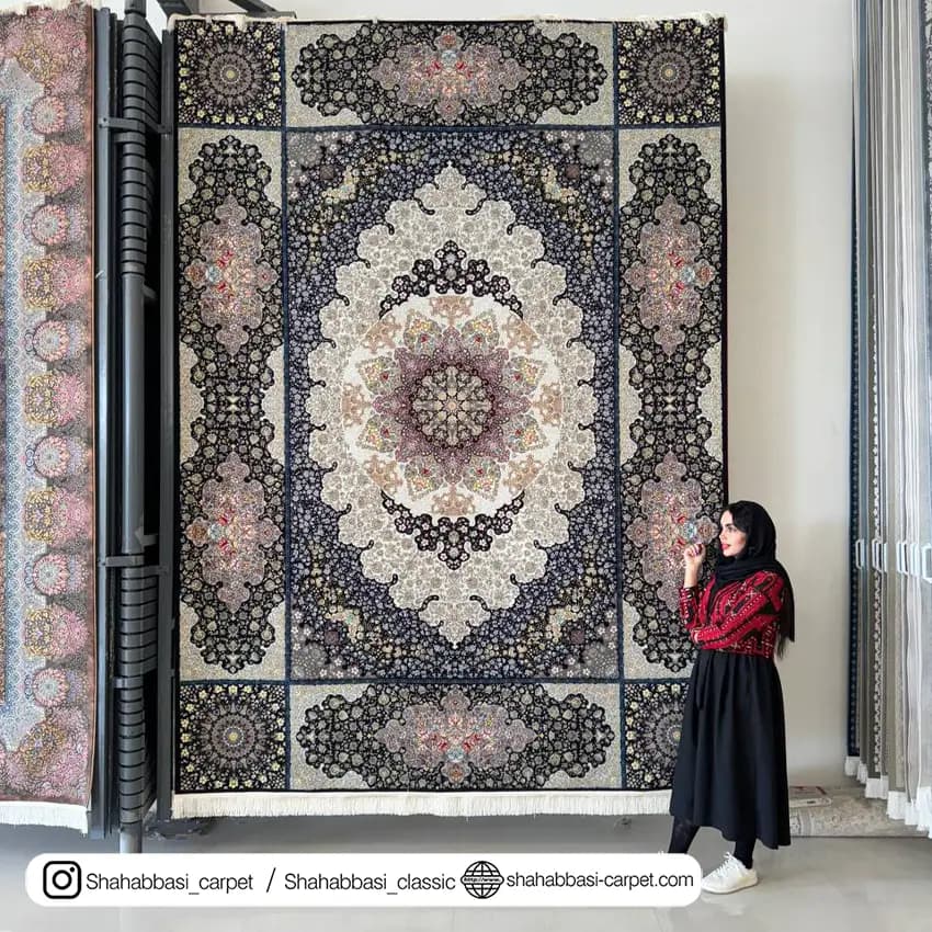 فرش ماشینی ونوس کد 1200190 مشکی