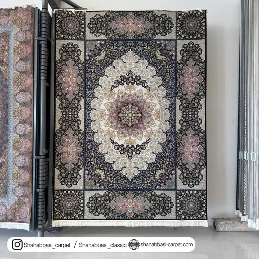 فرش ماشینی ونوس کد 1200190 مشکی — تصویر ۲