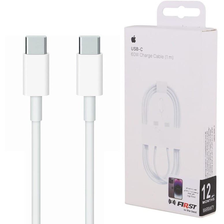 کابل شارژ اپل مدل USB-C به USB-C طول ۱ متر ۶۰ وات