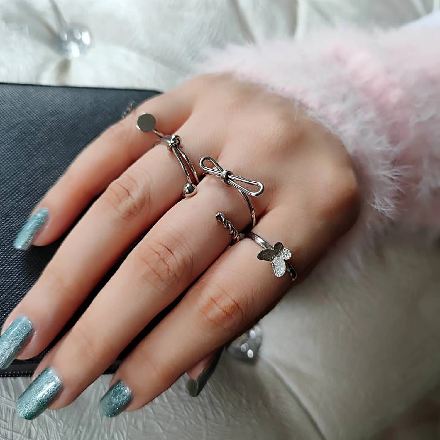 پک اقتصادی انگشتر زنانه نقره ای — تصویر ۱۱