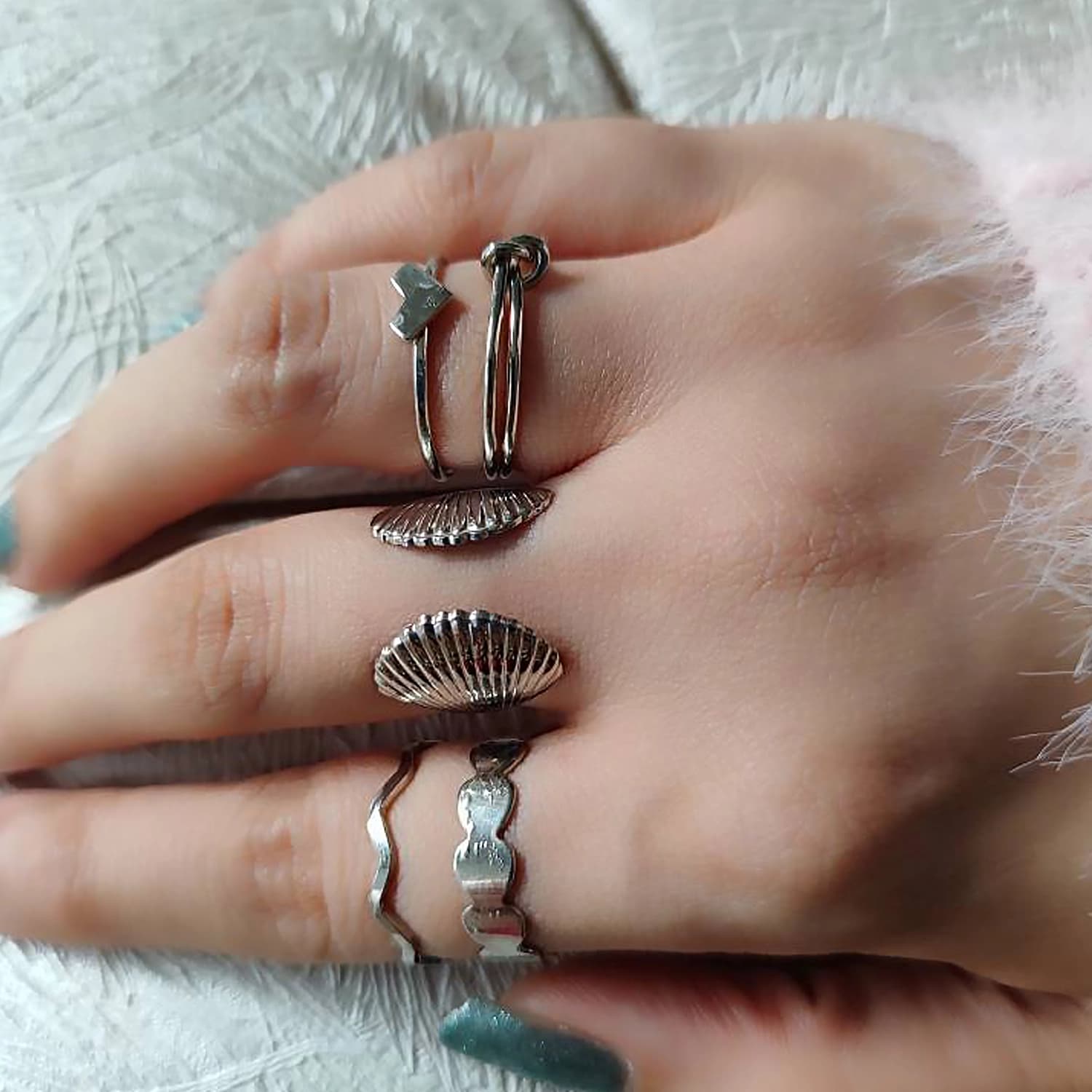 پک اقتصادی انگشتر زنانه نقره ای — تصویر ۹