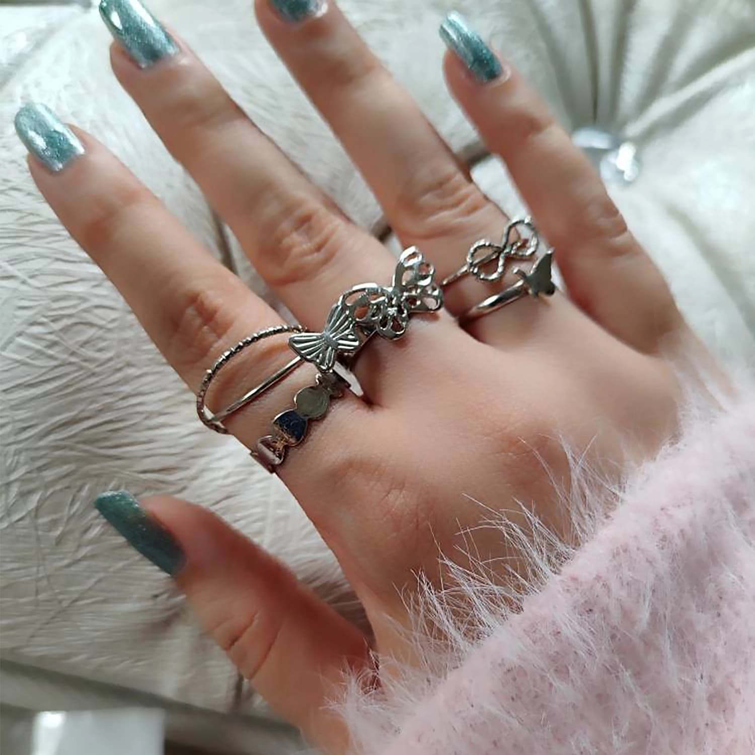 پک اقتصادی انگشتر زنانه نقره ای