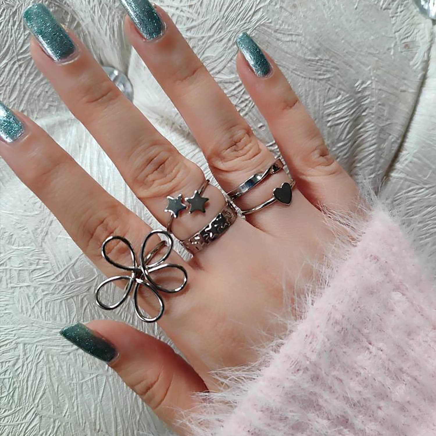 پک اقتصادی انگشتر زنانه نقره ای — تصویر ۶