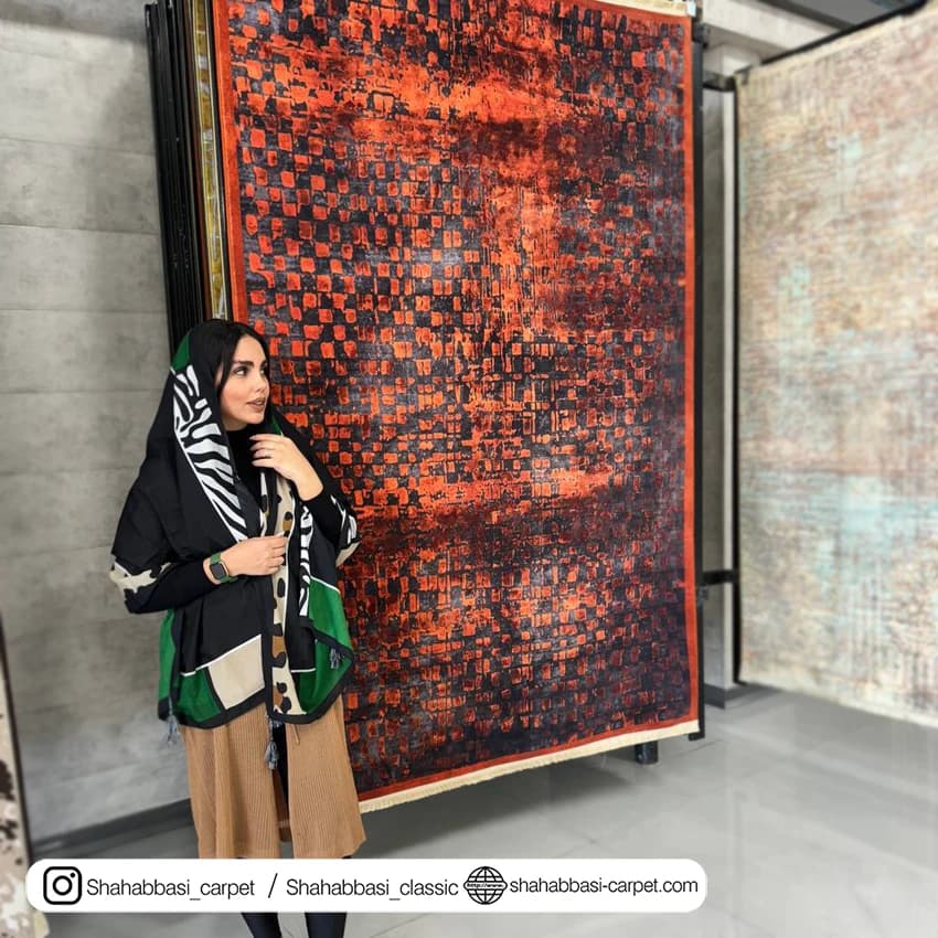 فرش مدرن کد 600387 آجری — تصویر ۳