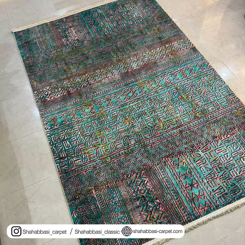 فرش مدرن کد 600386 سبز — تصویر ۲