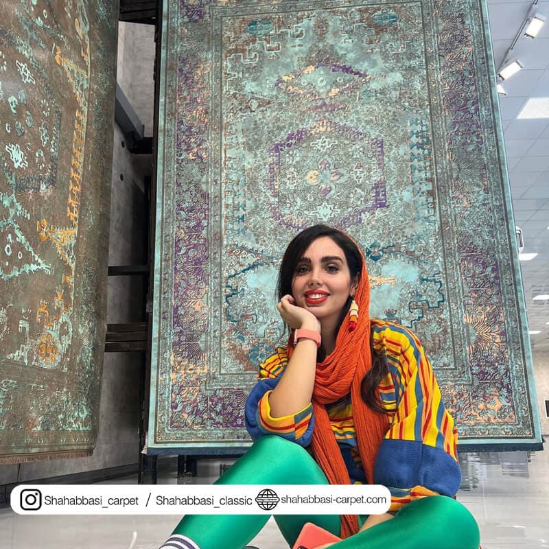 فرش ونوس کد 1200117 آبی 4 متری