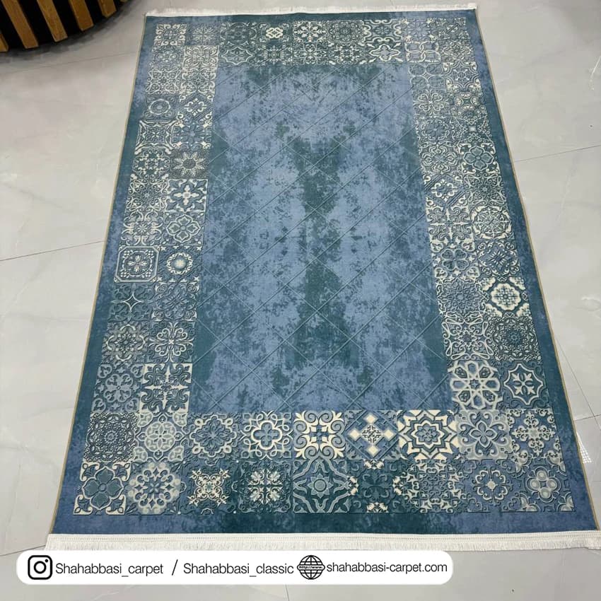 فرش مدرن کد 600385 آبی — تصویر ۴