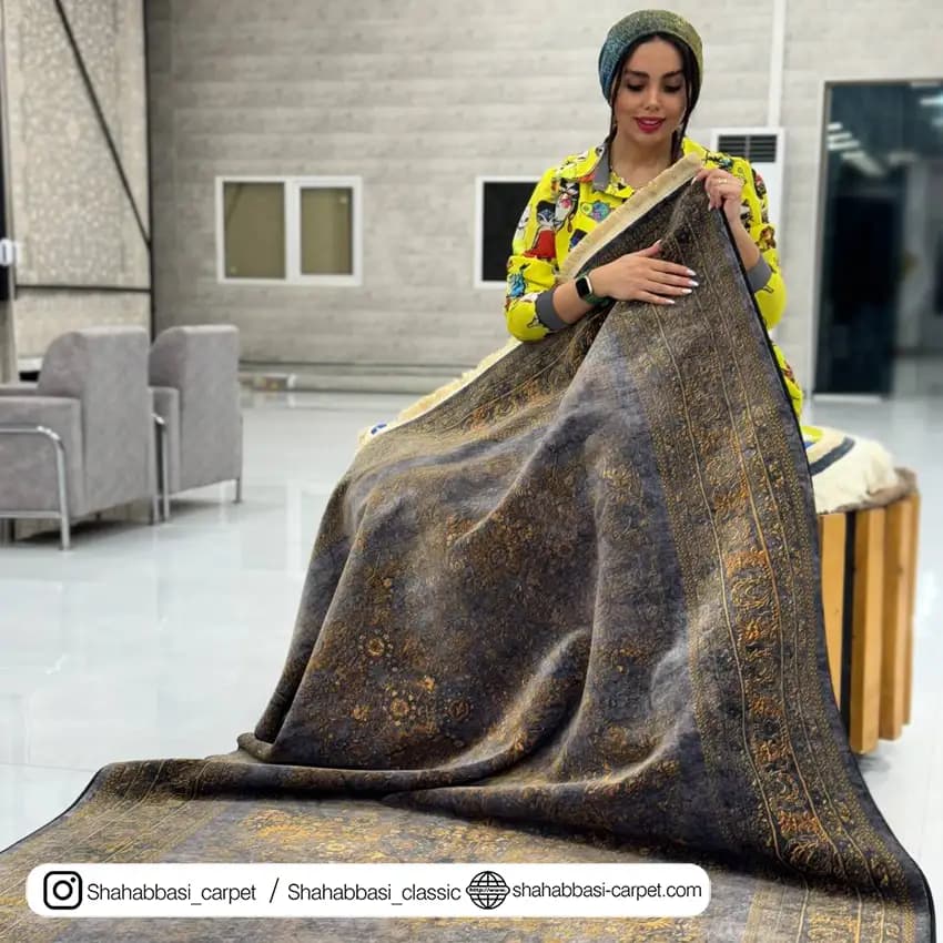 فرش کهنه نما کد 800515 خاکستری