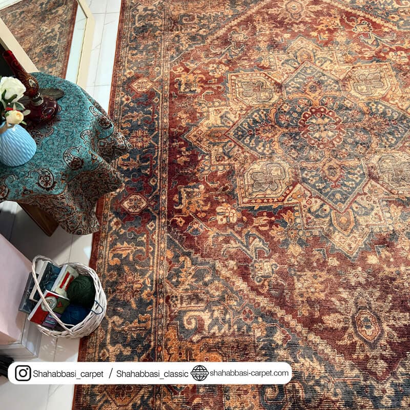 فرش کهنه نما کد 800501 زرشکی — تصویر ۲