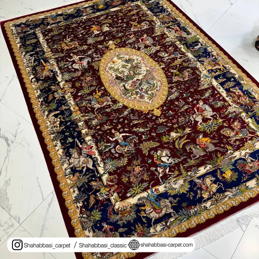 فرش تمام ابریشم کد 148 لاکی — تصویر ۲