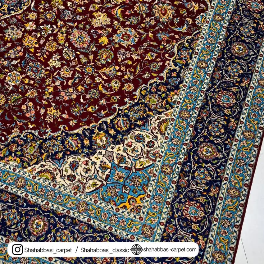 فرش تمام ابریشم کد 144 لاکی — تصویر ۳