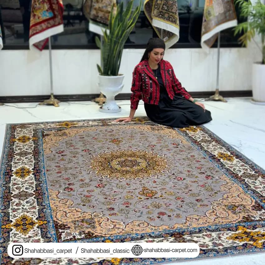 فرش تمام ابریشم کد 133 طوسی