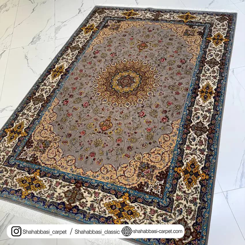 فرش تمام ابریشم کد 133 طوسی — تصویر ۲