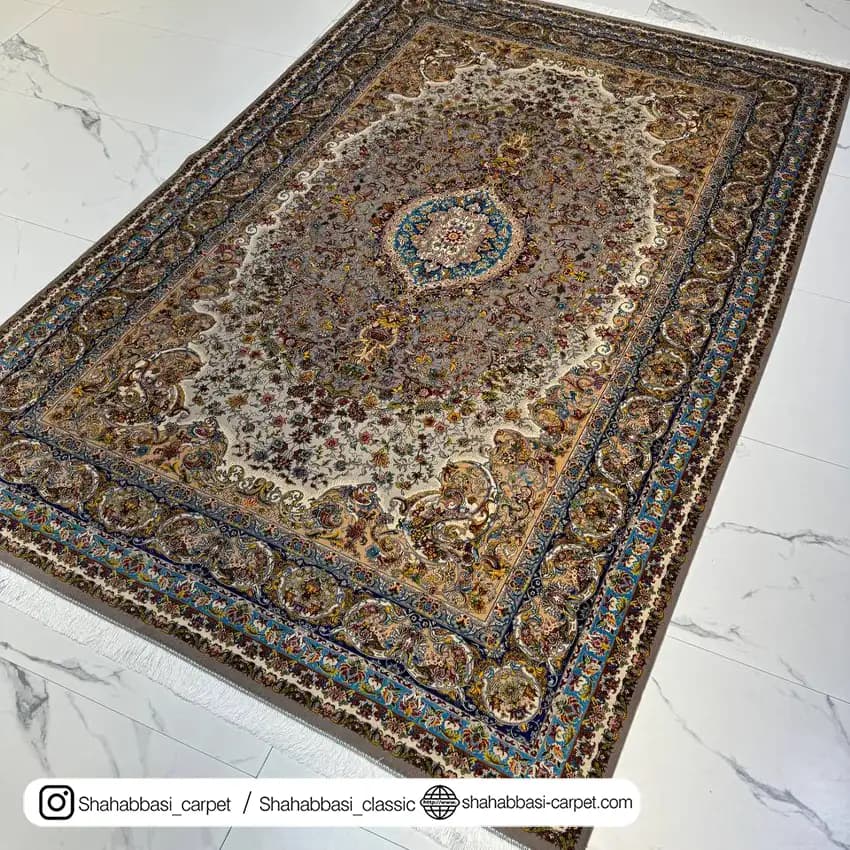 فرش تمام ابریشم کد 126 طوسی — تصویر ۲